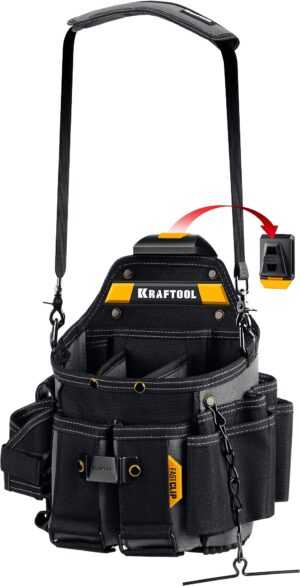 KRAFTOOL KPB-23 с быстросъёмным креплением FastClip, плечевой ремень, 23 кармана и петли, 290 х 310 мм, поясная сумка (38766)