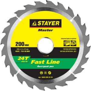 STAYER Fast Line, 200 x 32/30 мм, 24Т, быстрый рез, пильный диск по дереву (3680-200-32-24)