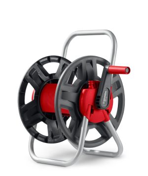 GRINDA HRM-45, для шлангов 45м x 1/2″ и 15м х 3/4″, стальные опоры, пластиковый барабан, катушка для шлангов (8-428405)