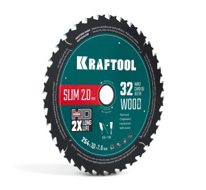 KRAFTOOL Slim wood cut 254 х 30 x 2.0 мм, 32Т, диск пильный по дереву, (36955-254-30-32)