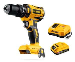 STEHER 20 В, 65 Н·м, 1 АКБ LMS (2 А·ч), бесщеточная ударная дрель-шуруповерт (CBS-65-21)