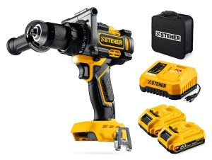 STEHER 20 В, 165 Н·м, 2 АКБ LMS (2 А·ч), бесщеточная дрель-шуруповерт, сумка (CB-165-22)