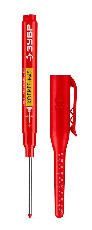 ЗУБР Колибри-45 красный, наконечник L 45 мм, ᴓ 3 мм, перманентный маркер для отверстий (06339-3)