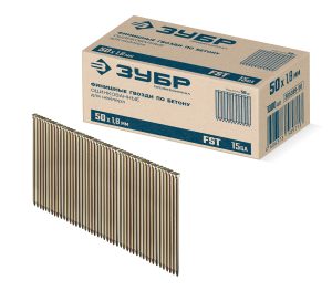 ЗУБР FST 50 х 1.8 мм, финишные гвозди по бетону оцинкованные, калибр 15GA, 1000 шт (305389-50)