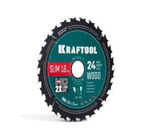 KRAFTOOL Slim wood cut 190 х 30 x 1.6 мм, 24Т, диск пильный по дереву, (36955-190-30-24)