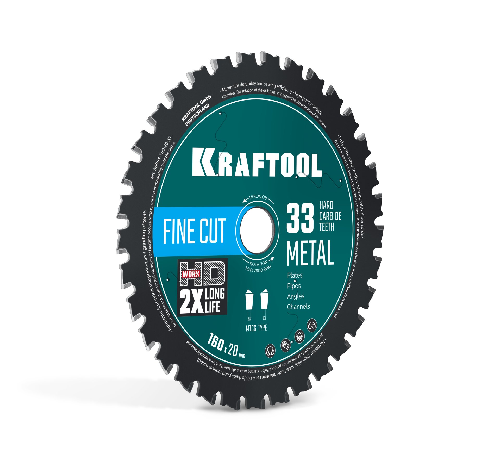 KRAFTOOL Metal Cut 160 х 20 мм, 33Т, диск пильный по металлу и стали (36954-160-20-33)