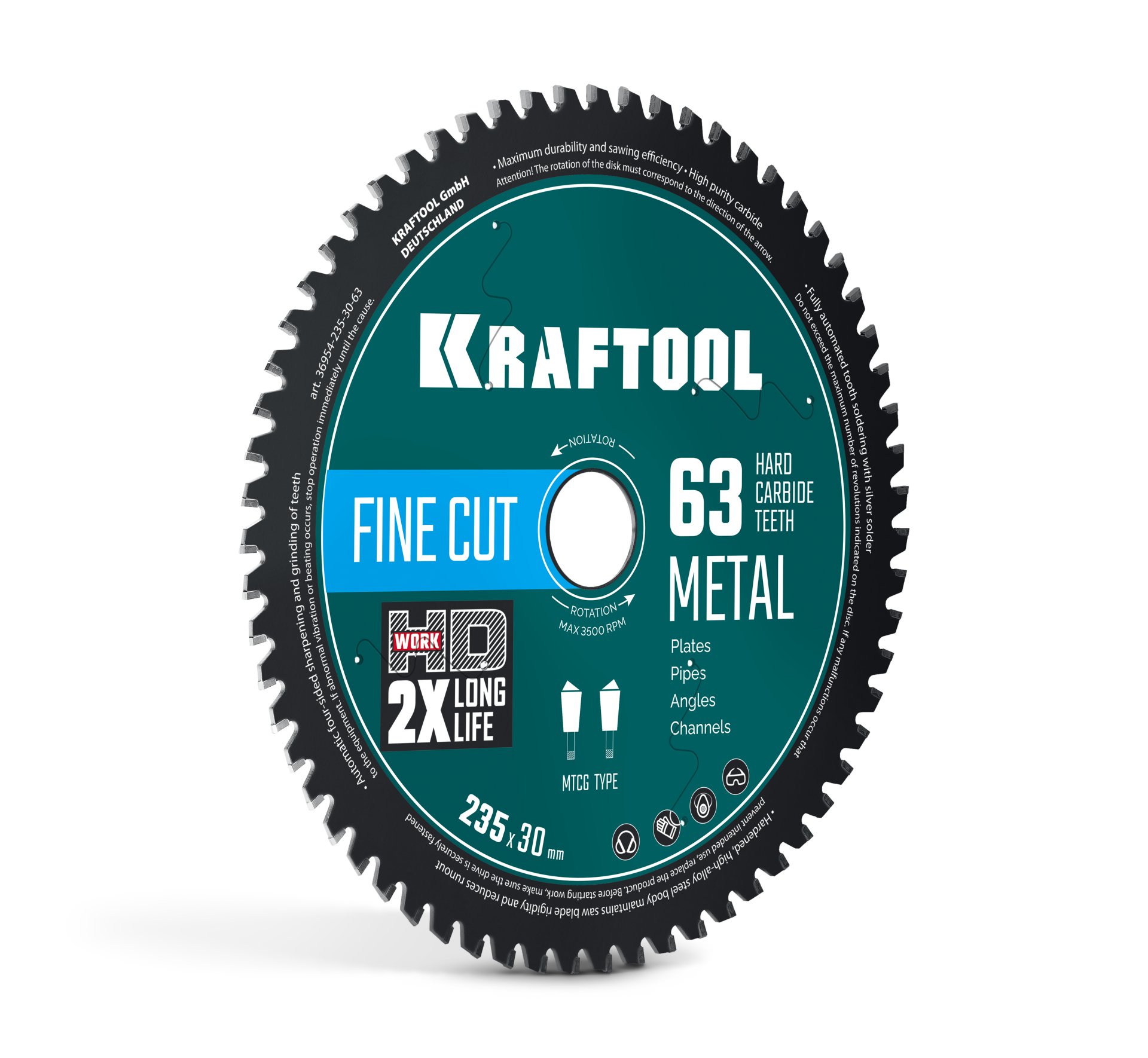 KRAFTOOL Metal Cut 235 х 30 мм, 63Т, диск пильный по металлу и стали (36954-235-30-63)