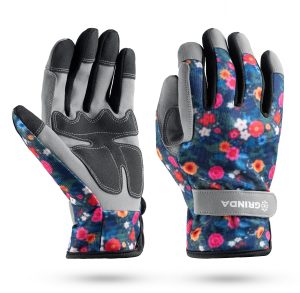 GRINDA AMBER, M (8), садовые перчатки из искусственной кожи с усиленным наладонником и кончиками пальцев, PRO Line (1139-M)