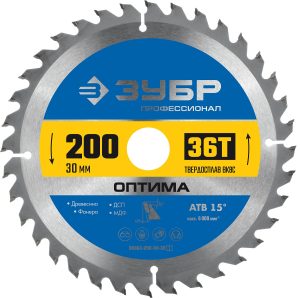 ЗУБР Оптима, 200 x 30 мм, 36Т, пильный диск по дереву, Профессионал (36903-200-30-36)