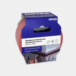 Малярная клейкая лента для деликатных работ OXISS Premium, 48/25, розовая
