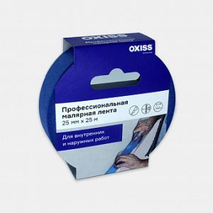 Малярная клейкая лента для наружных и внутренних работ OXISS Premium 25/25, синяя